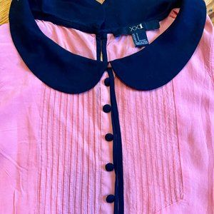 Pink/Black Collar Sleeveless top